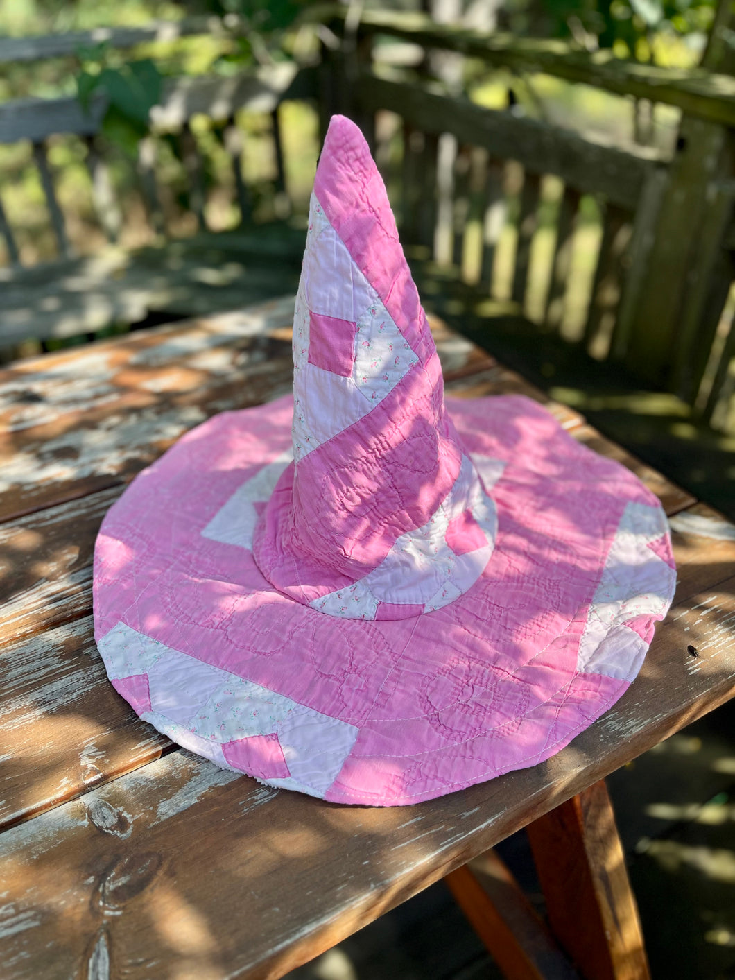 CHERRY BLOSSOM - quilted witch hat