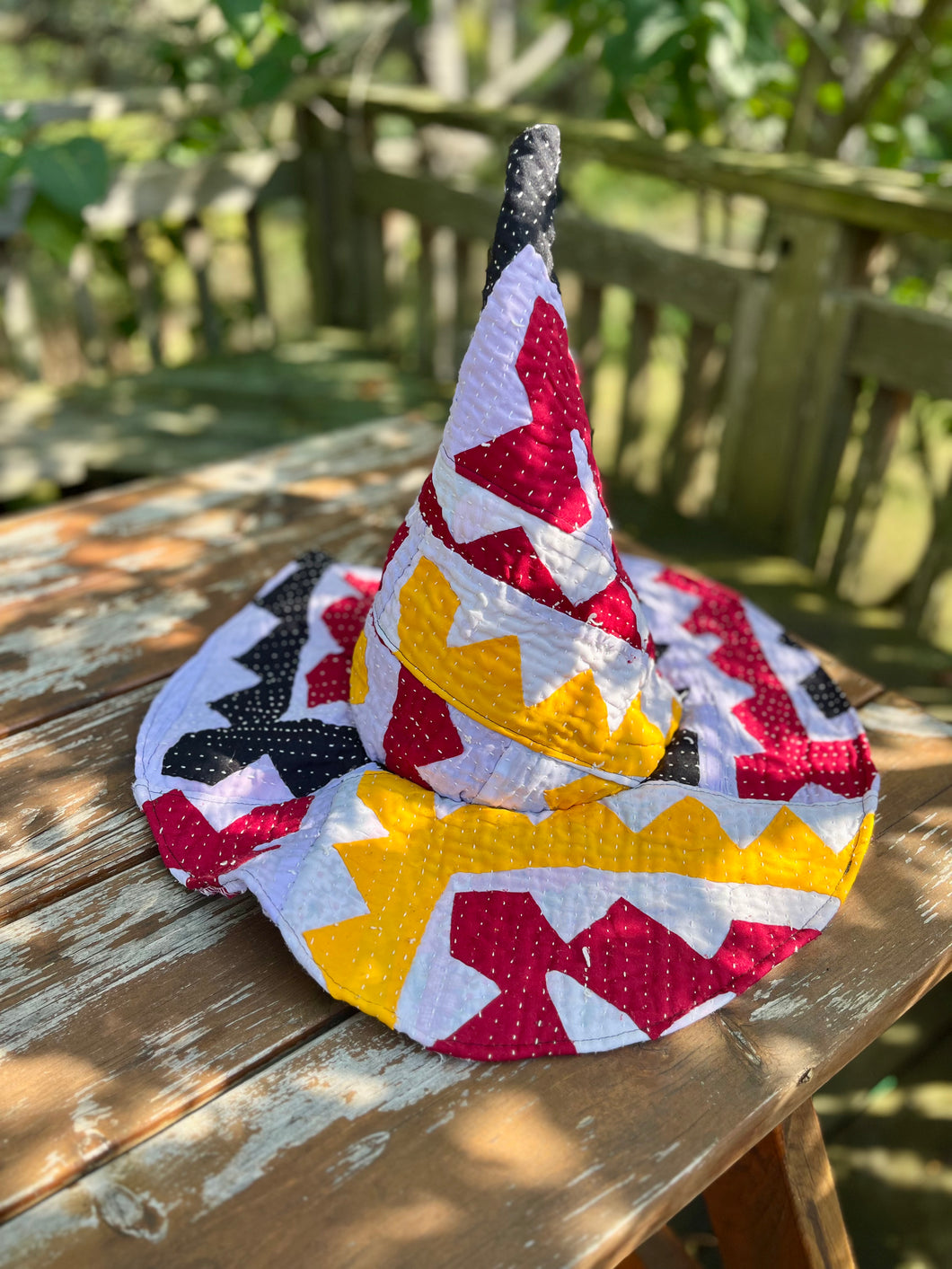 RED & YELLOW - quilted witch hat
