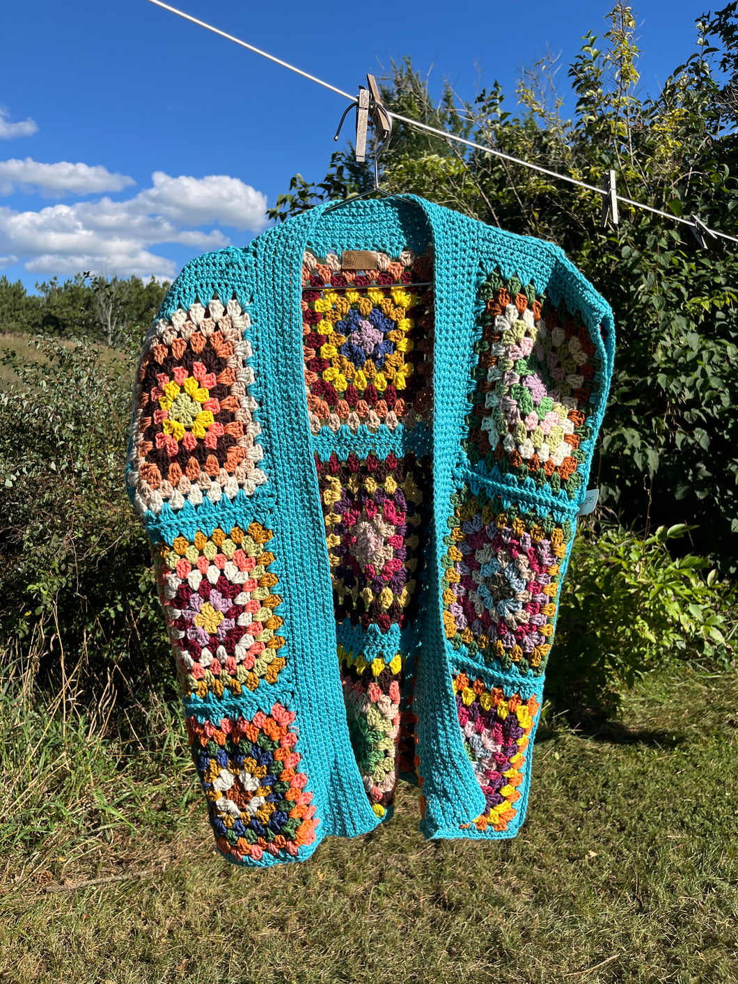 no. 13 Blue granny square vest