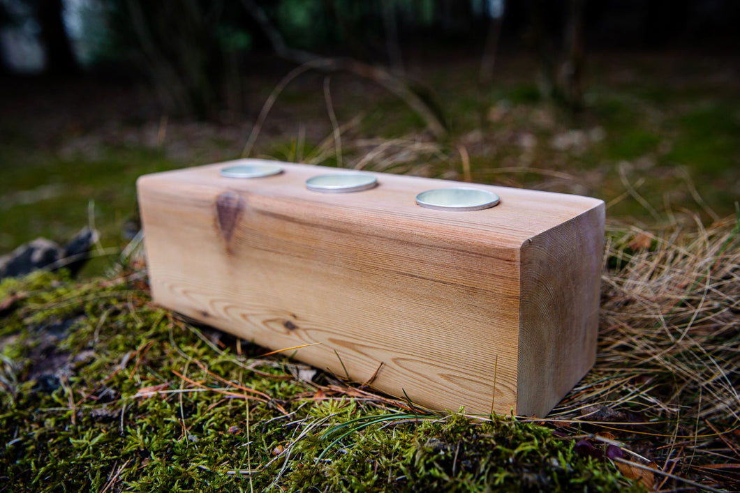 long cedarwood tealight holder