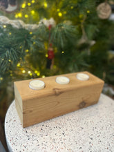 Load image into Gallery viewer, long cedarwood tealight holder
