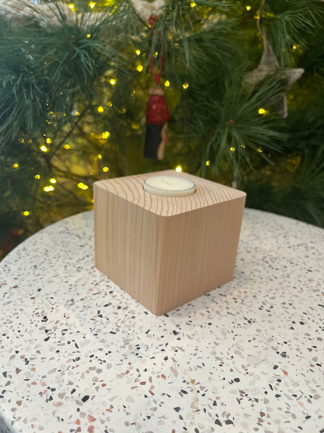 cedarwood pillar tealight holders