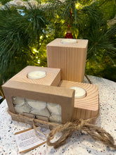 Load image into Gallery viewer, cedarwood pillar tealight holders
